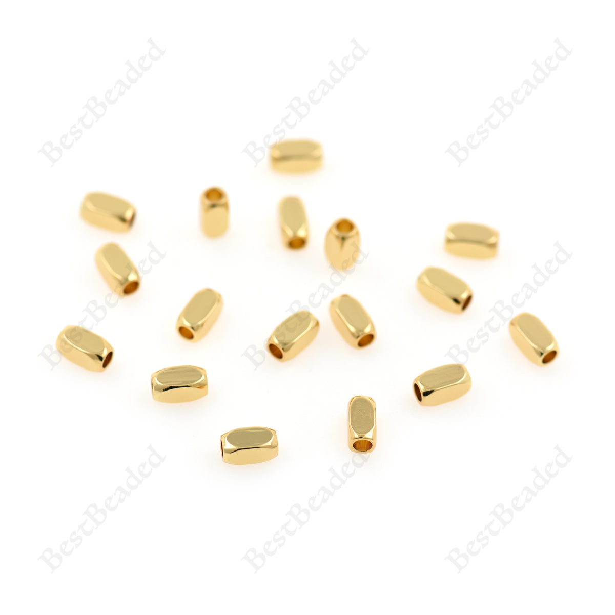 14k Gold Plated Square Tube Spacer Beads,Brass Rectangular Tube Connec–  BestBeaded