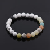 8mm Mala Bead Amazonite with White Howlite Healing Stone Bracelet - BestBeaded