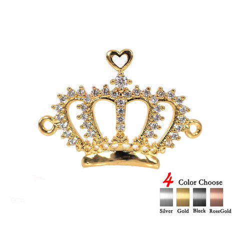 Crown Connector Charms Pave CZ Beads for Bracelet diy Jewelry Making 23x17mm - BestBeaded