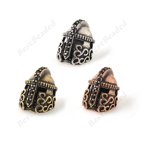 Antique Bronze Charms Rome Warriors Helmet Spacer Beads 11x14mm - BestBeaded