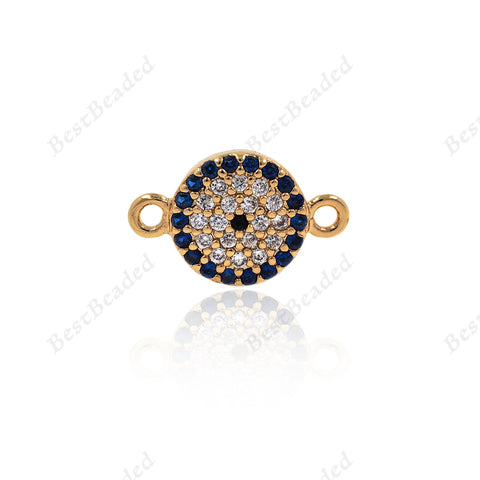 Evil Eye Connector Link CZ Pave Charm for Bracelet/Necklace DIY Making 14x9mm - BestBeaded