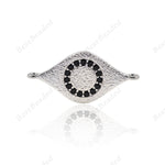 Evil Eye Connector Micro Pave Black CZ for Bracelet DIY Jewelry Findings 22x11mm - BestBeaded