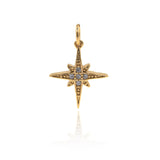 North Star Pendant Charm,Brass Pave CZ Bead for Original Bracelet Making Findings 14x16mm - BestBeaded