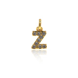 Shiny Micropavé 26 Letter Pendant-DIY Jewelry Making Accessories   6~7x9mm