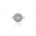 Round Disc Connector Charm,Clear CZ Stone Links for Jewelry Making Accessory 14x10mm - BestBeaded