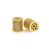 Tube Spacer Bead Micro Pave CZ Big Hole for Bracelet Jewelry Making Supplies   10x12mm