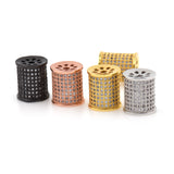 Tube Spacer Bead Micro Pave CZ Big Hole for Bracelet Jewelry Making Supplies   10x12mm