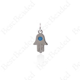 Hand of Fatima Pendants,Pave Turquoise Hamsa Hand Charms 8x13mm