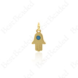 Hand of Fatima Pendants,Pave Turquoise Hamsa Hand Charms 8x13mm