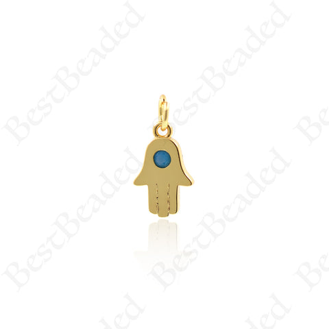 Hand of Fatima Pendants,Pave Turquoise Hamsa Hand Charms 8x13mm