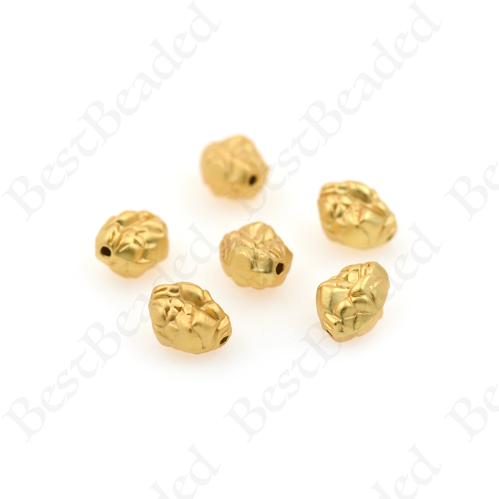 Hammering Oval Bead Spacers,Matte Gold Plated Nugget Beads 11x7mm–  BestBeaded