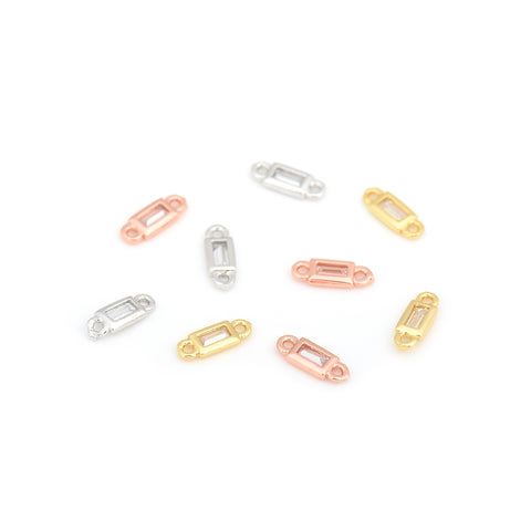 Exquisite Rectangular Zircon Connector-Jewelry Making Accessories   10x4mm