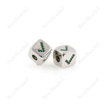 Check Symbol Dice Beads,Pave Green CZ Square Connector Charm,for Original Jewelry Findings 9x9mm