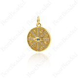 Round Evil Eye Pendant,Gold Eye Charms for Medallion Necklace Component 15x17mm