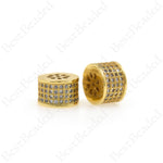 Round Tube Spacer Beads,Micro Pave Cubic Zirconia Gold Beads,DIY Handmade Accessories 10x6mm