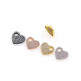 Shiny Micropavé Heart Pendant-DIY Jewelry Making Accessories   12x10x3mm