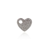 Shiny Micropavé Heart Pendant-DIY Jewelry Making Accessories   12x10x3mm