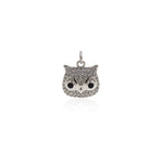 Shiny Micropavé Owl Pendant-DIY Jewelry Making Accessories   11x12mm