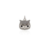 Shiny Micropavé Owl Pendant-DIY Jewelry Making Accessories   11x12mm