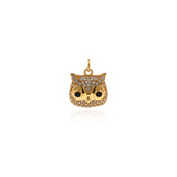 Shiny Micropavé Owl Pendant-DIY Jewelry Making Accessories   11x12mm