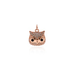 Shiny Micropavé Owl Pendant-DIY Jewelry Making Accessories   11x12mm