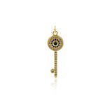 Individualism Jewelry-Round Micropavé Evil Eye Key Pendant-DIY Jewelry Accessories   11x33mm