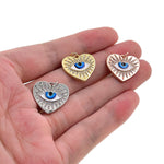 Shiny Heart Shaped Evil Eye Pendant-DIY Jewelry Making Accessories   21x19mm