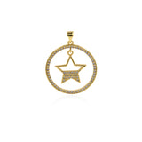 Personalized Jewelry-Micropavé Round Star Pendant-DIY Jewelry Making  27x29mm
