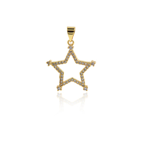 Personalized Jewelry-Micropavé Hollow Star Pendant-DIY Jewelry Accessories  21x22mm
