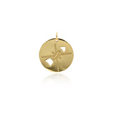 18K Gold Round Disc Arrow Pendant,Brass Metal Arrow Charm,Minimalist Jewelry Findings 21mm