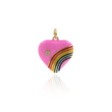 Shiny Enamel Rainbow Heart Pendant-DIY Jewelry Making Accessories   18x19mm