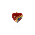 Shiny Enamel Rainbow Heart Pendant-DIY Jewelry Making Accessories   18x19mm