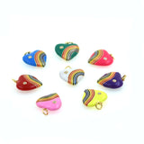 Shiny Enamel Rainbow Heart Pendant-DIY Jewelry Making Accessories   18x19mm