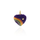 Shiny Enamel Rainbow Heart Pendant-DIY Jewelry Making Accessories   18x19mm