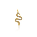 Shiny Micropavé Snake Pendant-DIY Jewelry Making Accessories   12x22mm