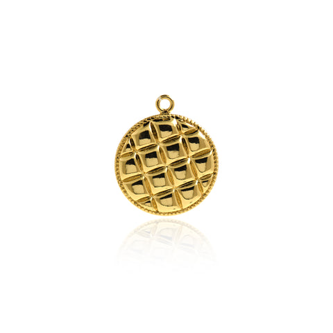 Shiny Round Waffle Pendant-DIY Jewelry Making Accessories   22mm