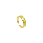 Dainty Colorful Enamel Heart Adjustable Ring, Gold Enamel Open Ring  6x22mm