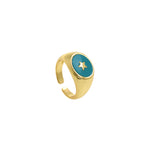 Shiny Gold Plated Adjustable Enamel Star Rings, Enamel Rings, Gold Tiny Rings, Gold Plated Rings, Trendy Rings, Summer Rings    13x21mm