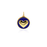 18K Gold Filled Round Enamel Heart Charm Necklace-CZ Heart Pendant-DIY Jewelry Making    18mm