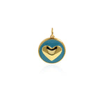 18K Gold Filled Round Enamel Heart Charm Necklace-CZ Heart Pendant-DIY Jewelry Making    18mm