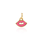 18K Enamel Lip Pendant-Sexy Lips-For Jewelry Making 9.5x8mm