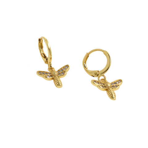 Micropavé Studs Dragonfly Earrings-Dragonfly Zircon Earrings-DIY Jewelry Making  25x11.5mm