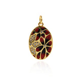 CZ Oval Enamel Pendant-Exquisite Oval Pendant-Used for Jewelry Making  22x15mm