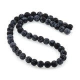 Matte Natural Snowflake Obsidian Gemstone Bracelet Loose Beads - BestBeaded