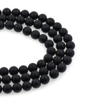 Natural Matte Black Onyx Gemstone Loose Beads - BestBeaded