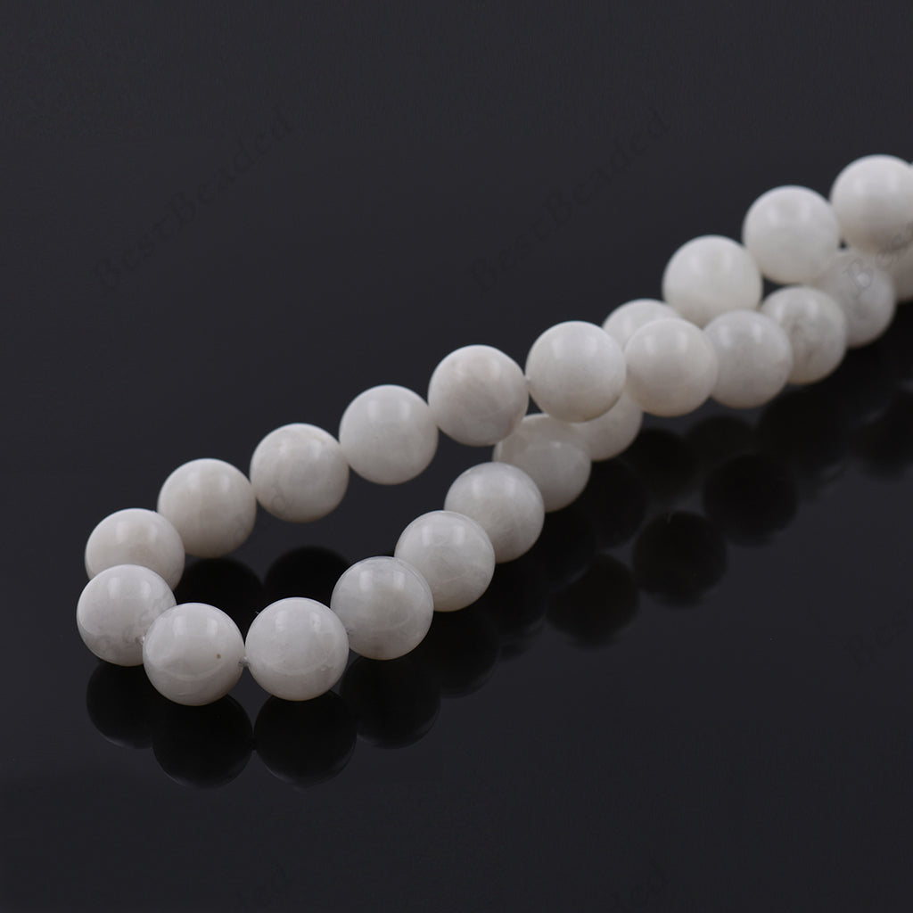 Natural White Moonstone Beads,Smooth Gemstone Loose Beads– BestBeaded