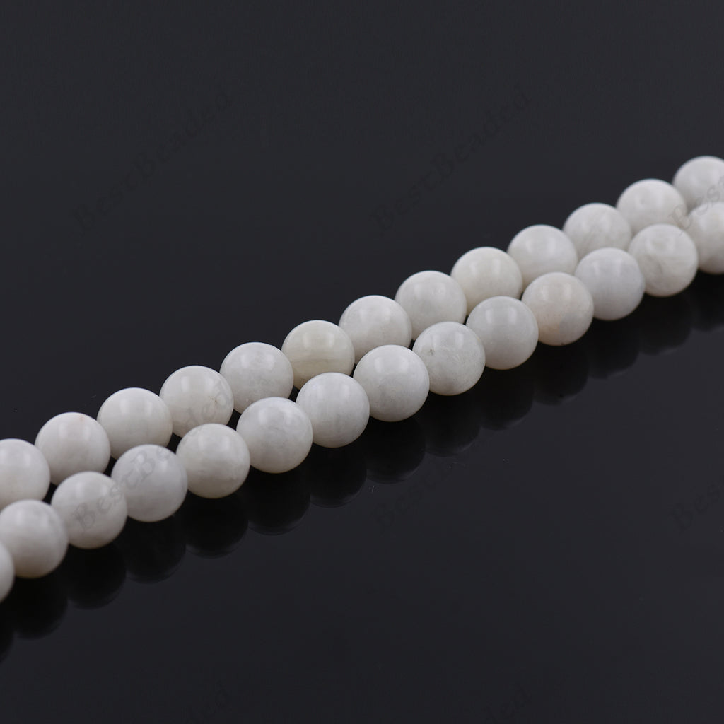Filluck Natural Stone Beads 8mm White Moonstone Polished Round Smooth  Gemstone Beads for Jewelry Making 15 Inch(White Moonstone,8mm)